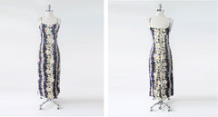 Vintage 90s Purple Royal Creations Hawaiian Maxi Column Dress S