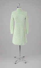 Vintage 60s Green & White Diamond MOD A-Line Dress M
