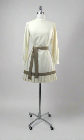 Vintage 60s Pleated Hem Mini Party Dress S