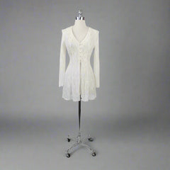 Vintage 90s Antique White Lace Dress | Overdress S