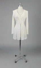 Vintage 90s Antique White Lace Dress | Overdress S