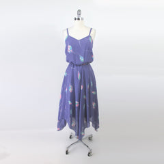 Vintage 70's Chiffon Dagger Hem Disco Dress S