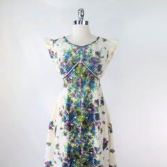 Vintage 70s Liberty House Hawaiian Barkcloth Maxi Dress L
