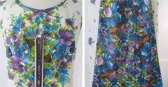 Vintage 70s Liberty House Hawaiian Barkcloth Maxi Dress L