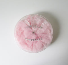 Vintage Pink Chiffon & Lace Bouffant Shower Bathing Cap Hat - Bombshell Bettys Vintage