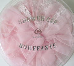 Vintage Pink Chiffon & Lace Bouffant Shower Bathing Cap Hat - Bombshell Bettys Vintage