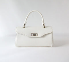 Vintage 60's White Top Handle Handbag Bag - Bombshell Bettys Vintage