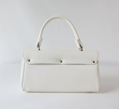 Vintage 60's White Top Handle Handbag Bag - Bombshell Bettys Vintage