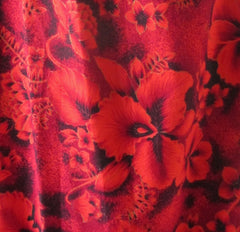 Vintage 70's Handmade Red Maxi Skirt 50's Hawaiian Fabric 1X XXL Plus - Bombshell Bettys Vintage