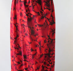 Vintage 70's Handmade Red Maxi Skirt 50's Hawaiian Fabric 1X XXL Plus - Bombshell Bettys Vintage
