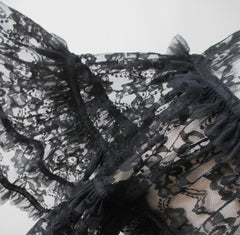 80's Karen Alexander Black Lace Mini Slip Petticoat Skirt S - Bombshell Bettys Vintage