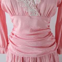 Vintage 80's Pink Lace Shawl Collar Special Occasion Dress - Bombshell Bettys Vintage
