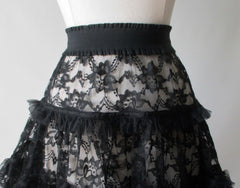80's Karen Alexander Black Lace Mini Slip Petticoat Skirt S - Bombshell Bettys Vintage