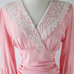 Vintage 80's Pink Lace Shawl Collar Special Occasion Dress - Bombshell Bettys Vintage