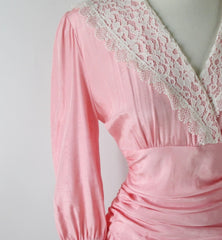 Vintage 80's Pink Lace Shawl Collar Special Occasion Dress - Bombshell Bettys Vintage