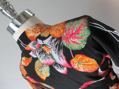 Vintage 70's Rayon Hawaiian Tie Kimono Crop Top Blouse Shirt - Bombshell Bettys Vintage