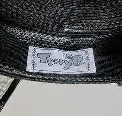 Vintage 80's Black Straw Pillbox Hat Big Bow Netted Veil - Bombshell Bettys Vintage
