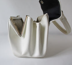 Vintage 60's White Top Handle Handbag Bag - Bombshell Bettys Vintage