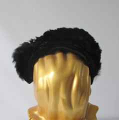 Vintage 50's Black Velvet & Fur Headband Hat - Bombshell Bettys Vintage