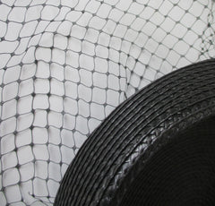 Vintage 80's Black Straw Pillbox Hat Big Bow Netted Veil - Bombshell Bettys Vintage