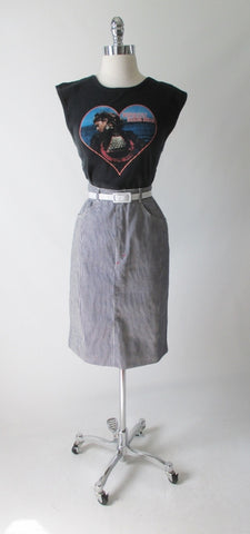 Vintage 80's Hickory Stripe J Lerbret  BIS  Denim Pencil Skirt
