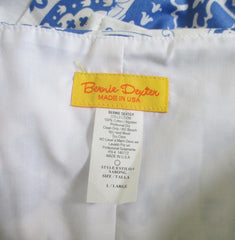 Bernie Dexter High Tea Blue White Pinup Halter Dress L - Bombshell Bettys Vintage