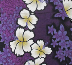 Mens Vintage Hilo Hattie Purple Hibiscus Barkcloth Hawaiian Shirt XL - Bombshell Bettys Vintage