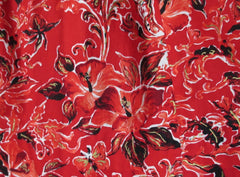 Vintage 50's Surfriders Red Flower Butterfly Hawaiian Tiki Luau Full Skirt Dress XS - Bombshell Bettys Vintage