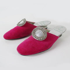 Vintage 60's MOD Pink Velvet Evening Shoes Slippers 7 M - Bombshell Bettys Vintage