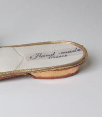 Vintage Greek Shimmering Gold Teal Pink Sandals Shoes Flats 6 - Bombshell Bettys Vintage