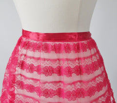 Vintage 50's / 60's Elsa Schiaparelli Red Lace Satin Trim Hostess Apron - Bombshell Bettys Vintage