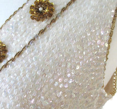 Vintage 50's 60's Sequins & Beaded Flowers Wool Tank / Shell Top M - Bombshell Bettys Vintage