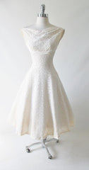Vintage 50's White Lace Wedding Dress XS - Bombshell Bettys Vintage