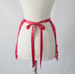 Vintage 50's / 60's Elsa Schiaparelli Red Lace Satin Trim Hostess Apron - Bombshell Bettys Vintage