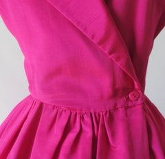 Vintage 80's Hot Pink Full Skirt Party Dress S - Bombshell Bettys Vintage