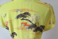 Vintage 50's Silk Hawaiian Blouse Top S M - Bombshell Bettys Vintage