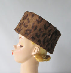 Vintage 70's 80's Structured Leopard Pillbox Hat - Bombshell Bettys Vintage