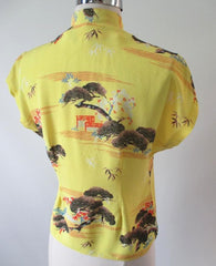 Vintage 50's Silk Hawaiian Blouse Top S M - Bombshell Bettys Vintage