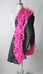 Vintage 50's 60's Dark Grey Pink Ruffle Can Can Petticoat Crinoline Slip - Bombshell Bettys Vintage