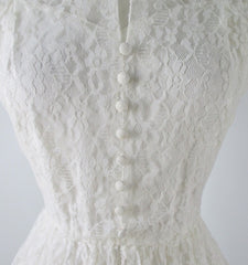 Vintage 50's White Lace Wedding Dress M - Bombshell Bettys Vintage
