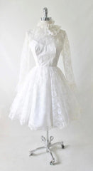 Vintage 60's White Lace Full Skirt Lilli Diamond Wedding Dress S - Bombshell Bettys Vintage