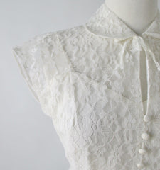 Vintage 50's White Lace Wedding Dress M - Bombshell Bettys Vintage