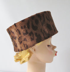 Vintage 70's 80's Structured Leopard Pillbox Hat - Bombshell Bettys Vintage