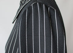Vintage 60's Gothic Black White Pinstripe MOD Shift Tea Dress - Bombshell Bettys Vintage