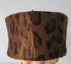 Vintage 70's 80's Structured Leopard Pillbox Hat - Bombshell Bettys Vintage