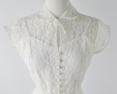 Vintage 50's White Lace Wedding Dress M - Bombshell Bettys Vintage