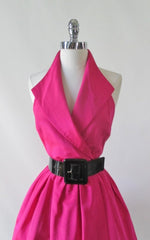 Vintage 80's Hot Pink Full Skirt Party Dress S - Bombshell Bettys Vintage