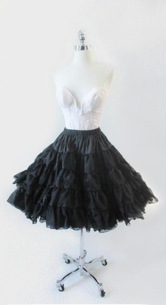 Black Organdy Full Crinoline Petticoat Sheer Slip Skirt One Size S / M / L - Bombshell Bettys Vintage