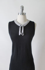 Vintage 60's Donbros Scotland Black & Silver Knit Sweater Shift Dress M - Bombshell Bettys Vintage