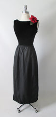 Vintage 60's Black Velvet Full Length Cocktail Party Dress XS • As Found - Bombshell Bettys Vintage